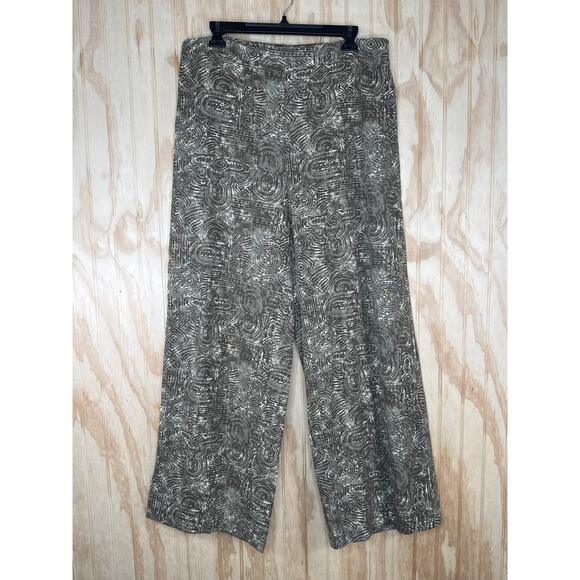 Coldwater Creek Linen Rayon Wideleg Pants Stretch Back Waist Beige Brown Large - Picture 1 of 8